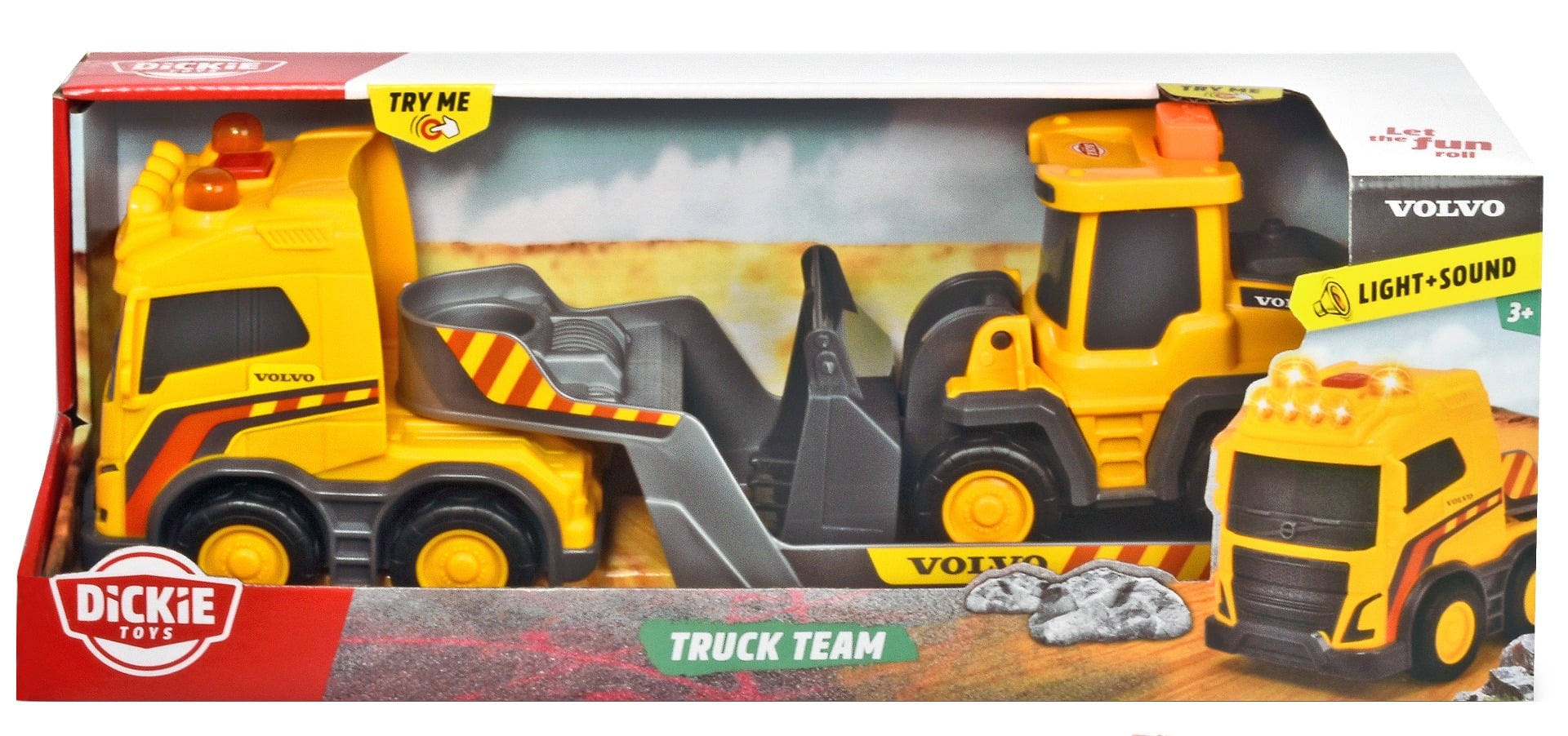 Camion Volvo Dickie cu Sunete, Lumini si Buldozer