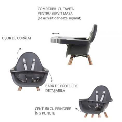 Scaun de masa Childhome Evolu 2 Natural Antracit - imagine 4