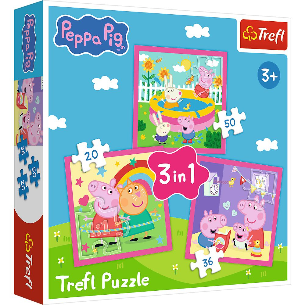 Puzzle Trefl 3in1 Peppa Pig - Educativ si Distractiv