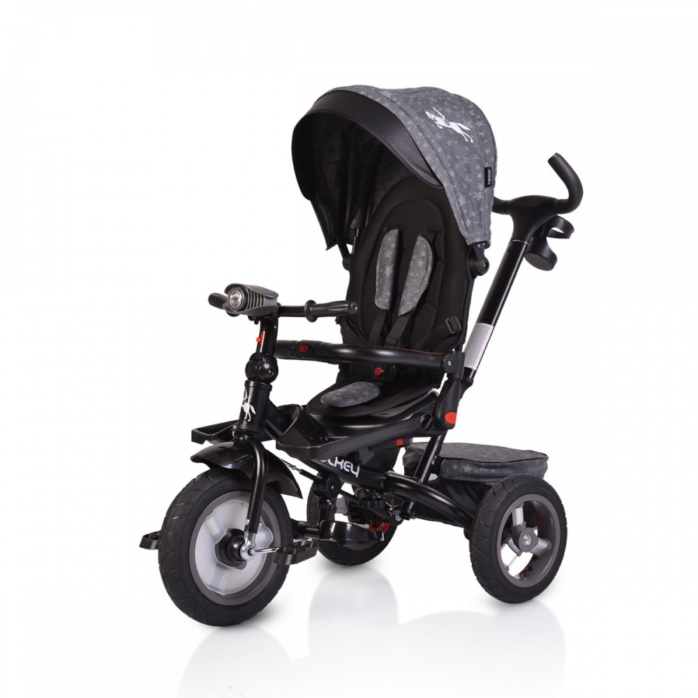 Tricicleta Byox Jockey Grey Stars cu Scaun Rotativ - imagine 3