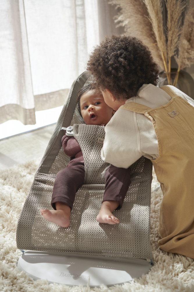 Balansoar BabyBjorn Bliss Mesh, Gri Bej - imagine 3