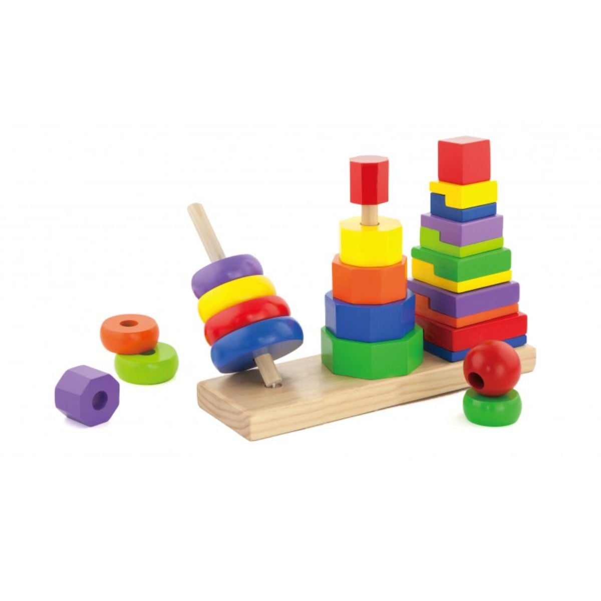 Stivuitor Geometric Viga Lemn Montessori