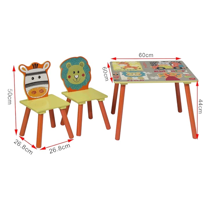 Set Masa si 2 Scaune Ginger Home Safari, Lemn - imagine 7