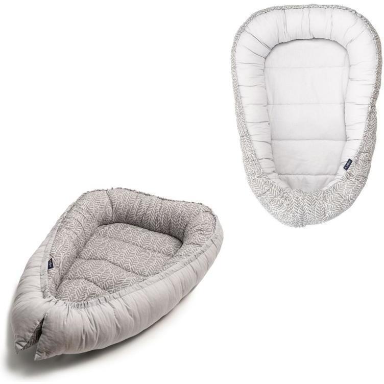 Baby Nest Womar Zaffiro cu 2 Fete, Grey Leaves - imagine 2