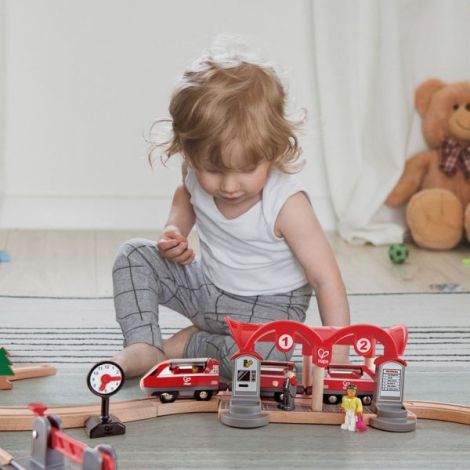 Set Tren Urban Lemn Hape - 51 Piese - imagine 4
