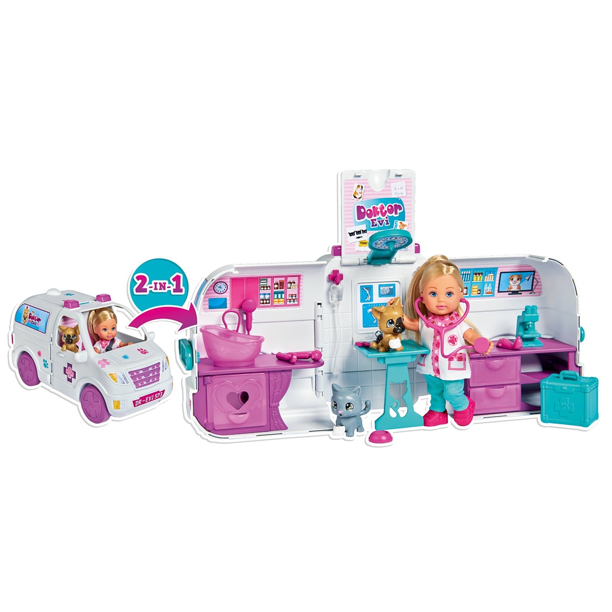 Set Papusa Evi Love Cabinet Veterinar Mobil