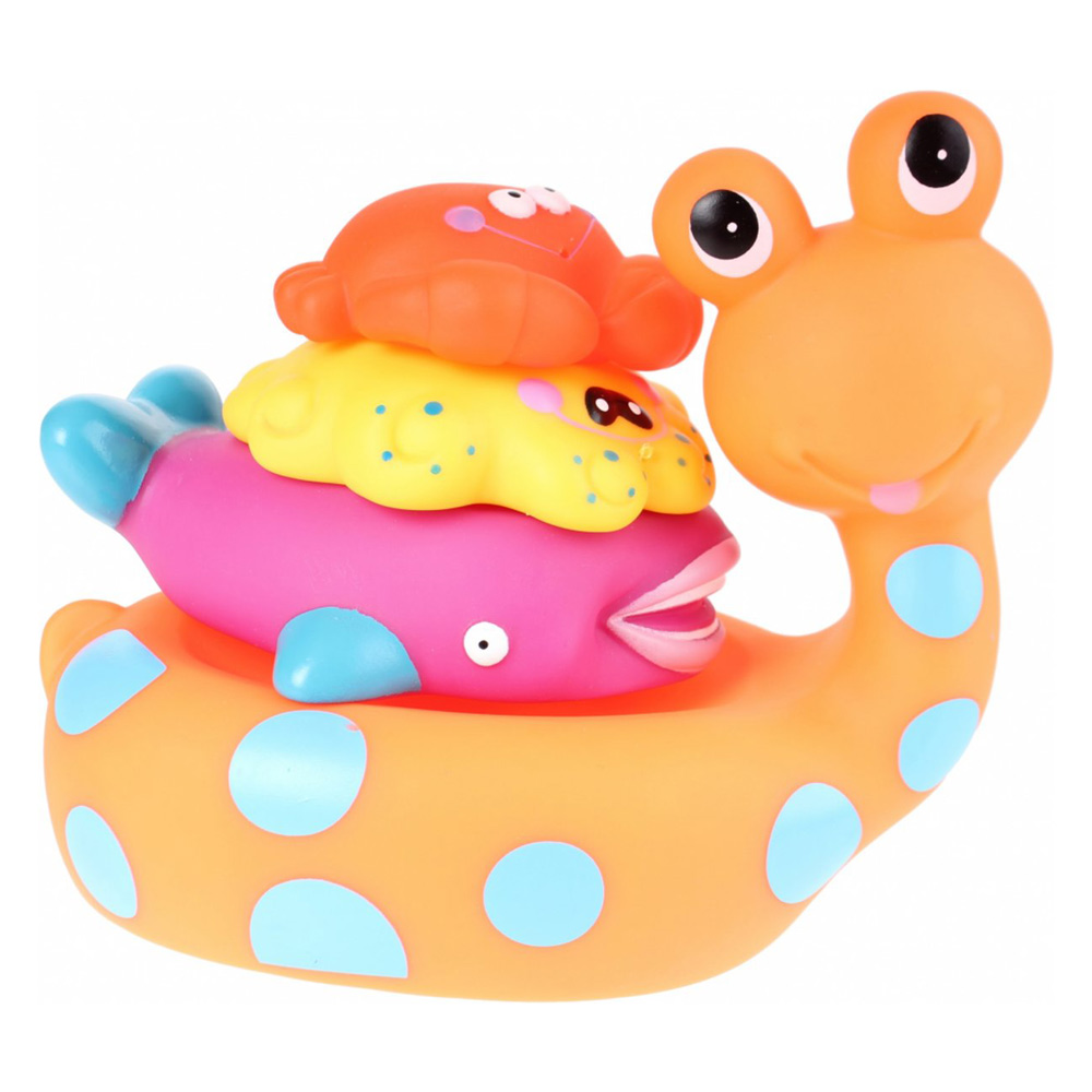 Jucărie de baie melc Eddy Toys, cu 3 animale marine - imagine 2