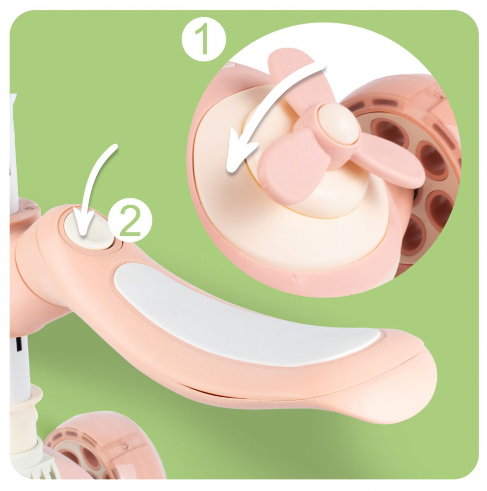 Trotineta Malplay 3in1 Pink - Pliabilă cu LED - imagine 2
