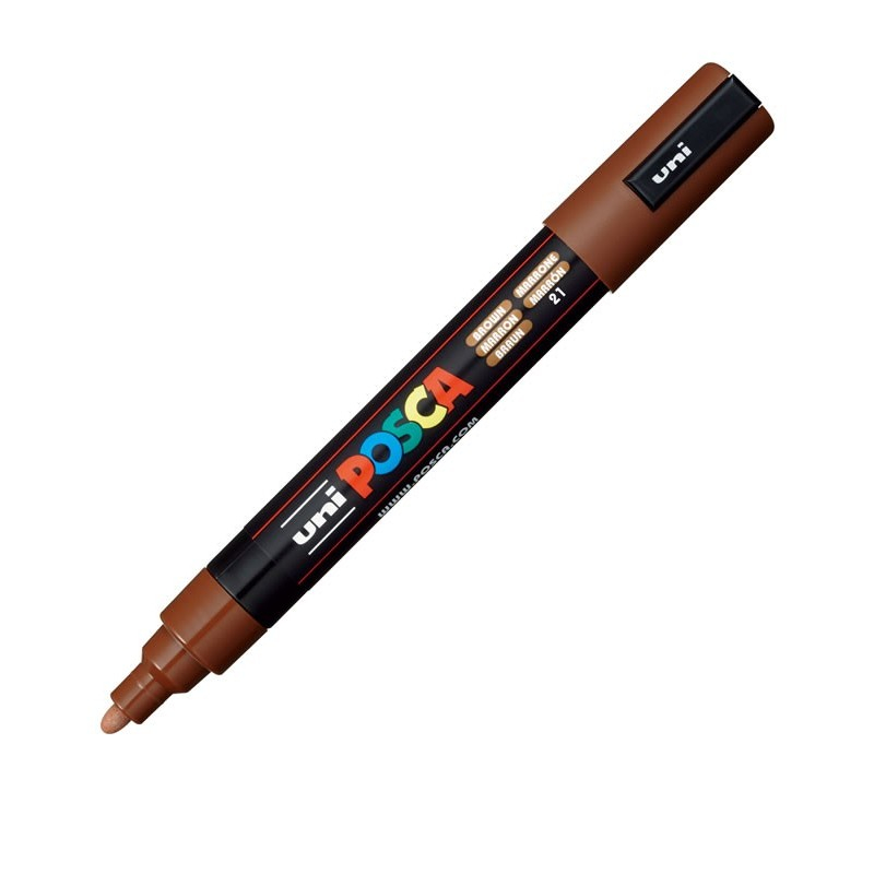 Marker Posca PC-5M Maro, Vârf Mediu 1.8-2.5mm