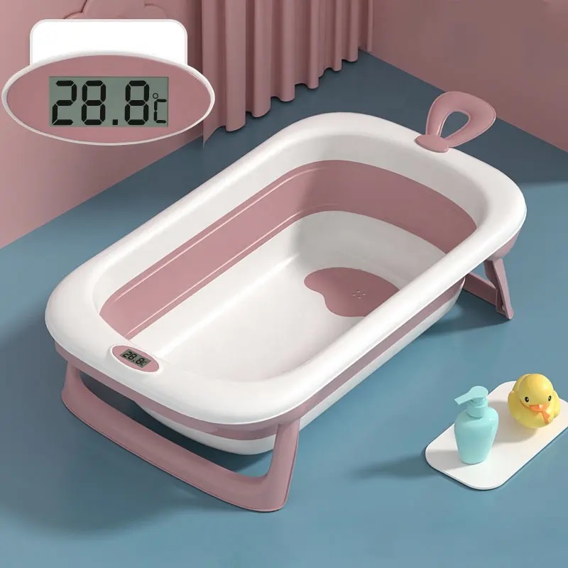 Cadita Little Mom Bubble Pink Pliabila cu Termometru - imagine 6