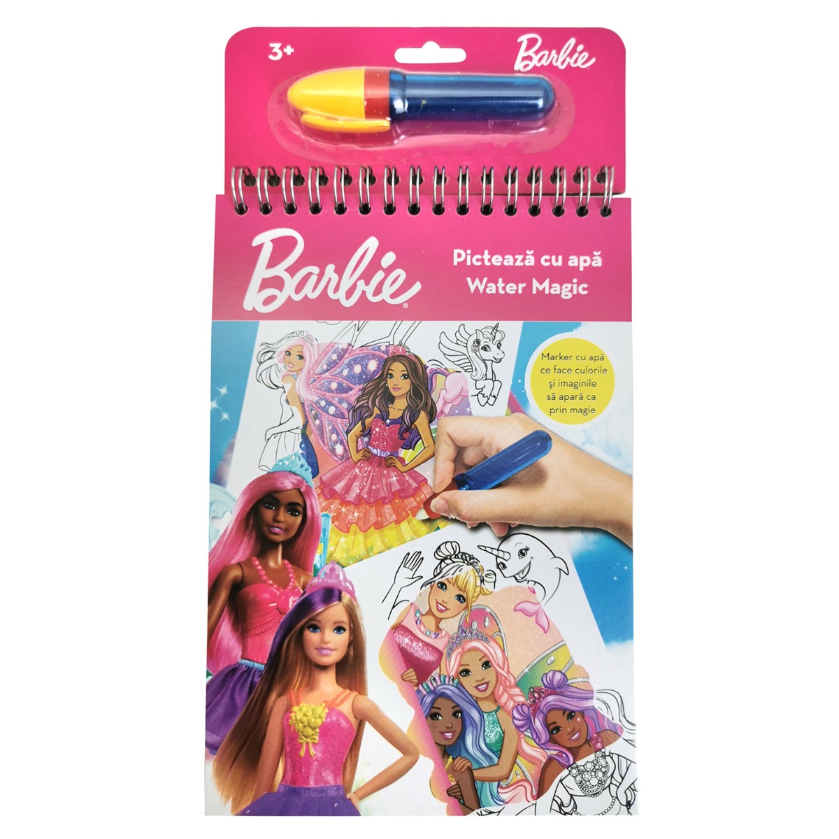 Set pictură cu apă Barbie, reutilizabil și curat