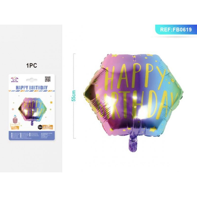 Balon Folie PartyGo Happy Birthday, 40cm, Colorat