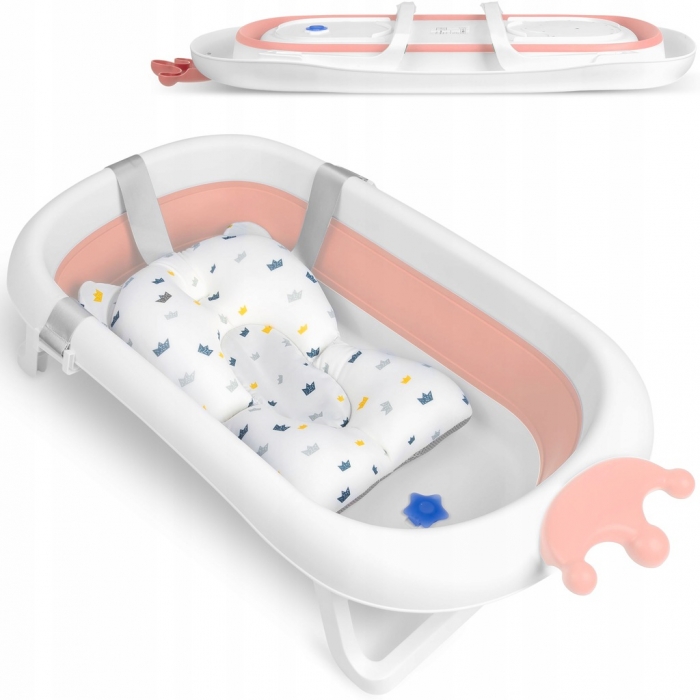 Cadită baie Ricokids roz cu dop și pernă - imagine 8