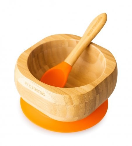 Set Castron Bambus Portocaliu Eco Rascals Antiderapant