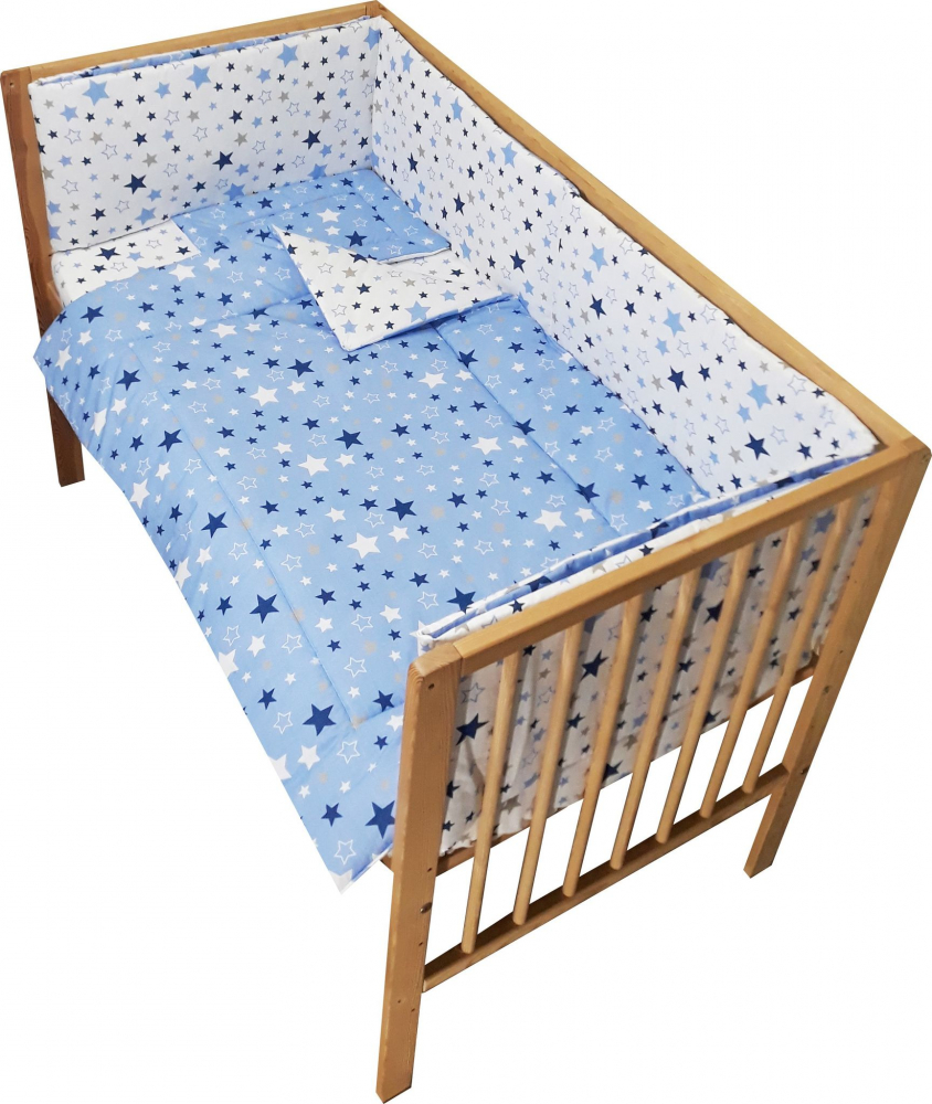 Lenjerie Patut 5 Piese Nichiduta Blue Stars 120x60 - imagine 2