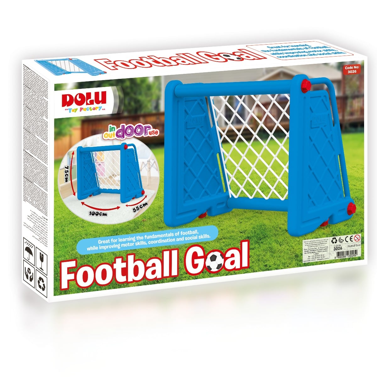 Poarta de Fotbal Dolu Albastru, Pliabila, Exterior/Interior