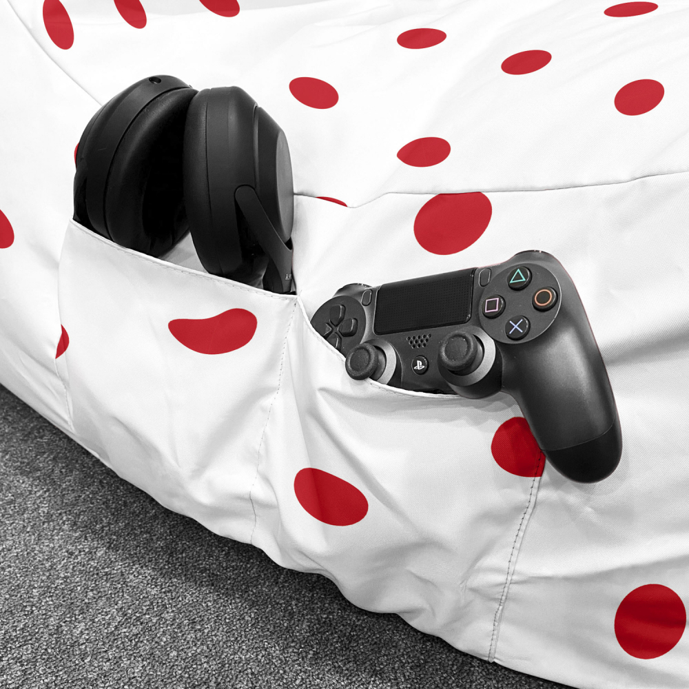 Fotoliu Puf Updeco Chill XL Alb cu Buline Roșii - imagine 5