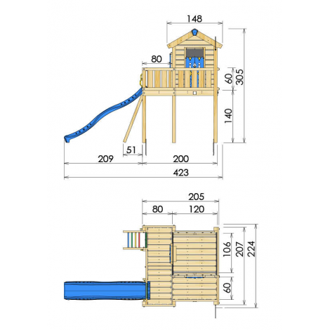 JungleGym Playhouse XL cu Tobogan 3m - imagine 5