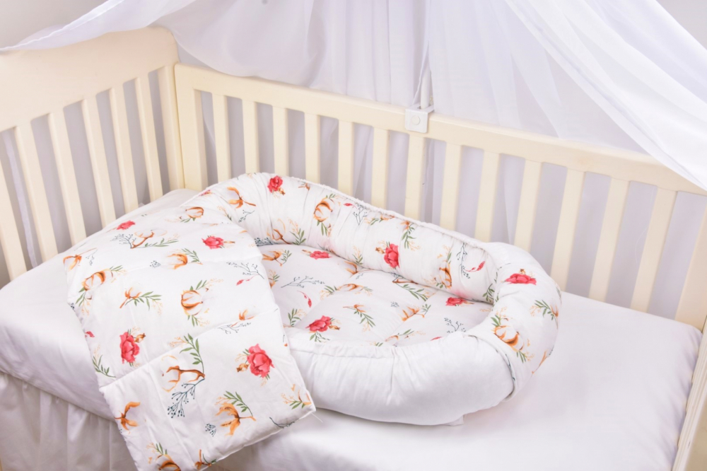 Babynest Confort Family Flori Bumbac, 0-12 luni