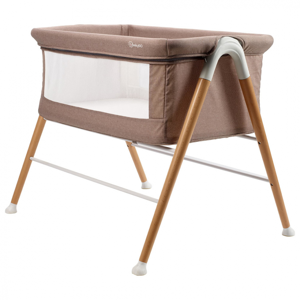 Patut BabyGo Goodnight Beige, Cadru Lemn