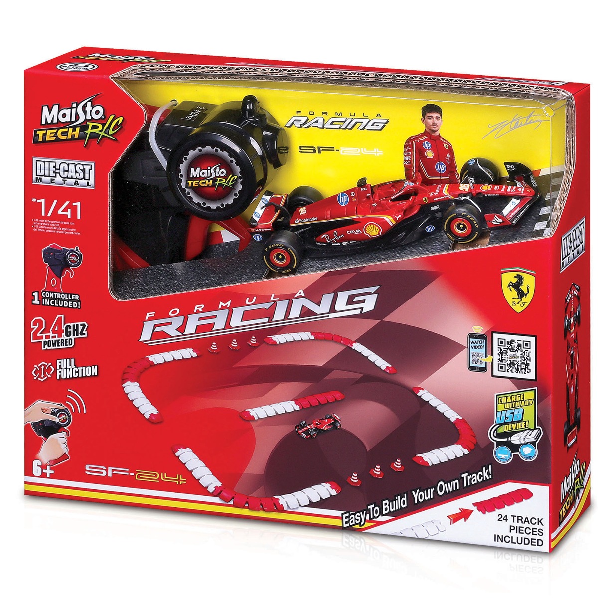 Set Cursă Maisto Ferrari SF24 cu Telecomandă