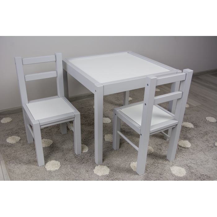 Set Masa 2 Scaune Drewex Alb/Gri - imagine 2