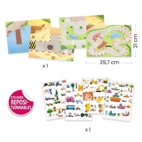Djeco Stickere Reutilizabile 3D Masini - imagine 3