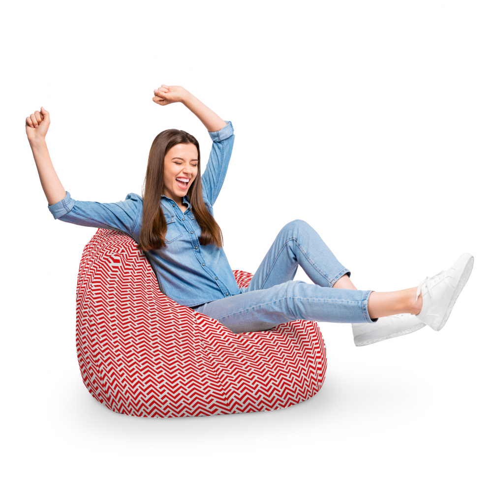 Fotoliu Puf XL Rosu-Alb Relaxare Updeco - imagine 6