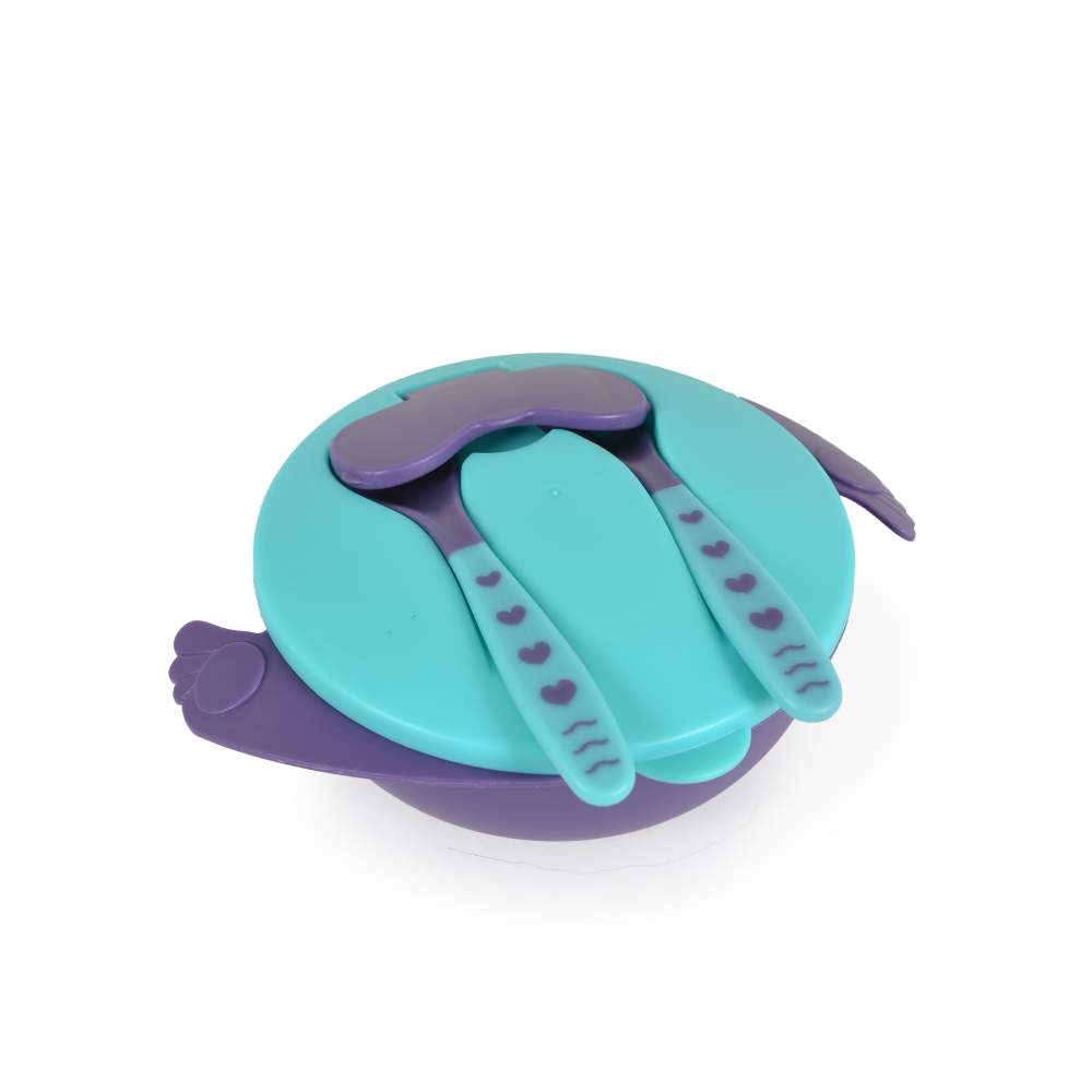 Set Cangaroo Jelly Blue: Bol cu lingurită și furculiță - imagine 2