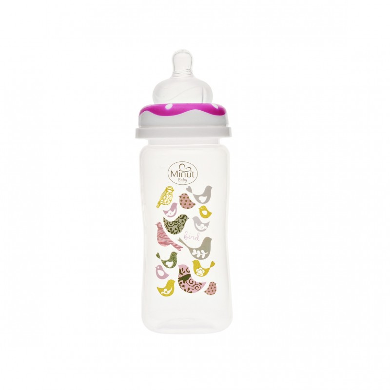 Biberon 270ml Gât Larg 3+ Minut Baby Roz