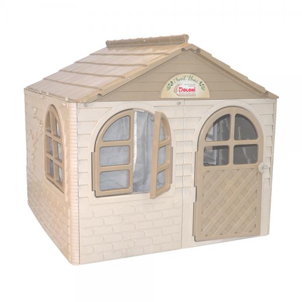 Casuta Joaca Mykids BeigeBrown, Gradina si Interior