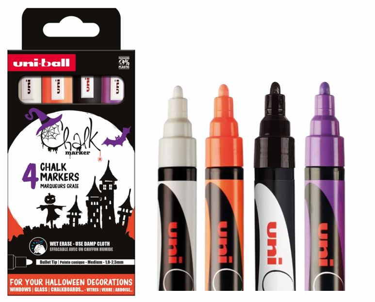 Set Markere Cretă Lichidă Uni Chalk, 4 Culori