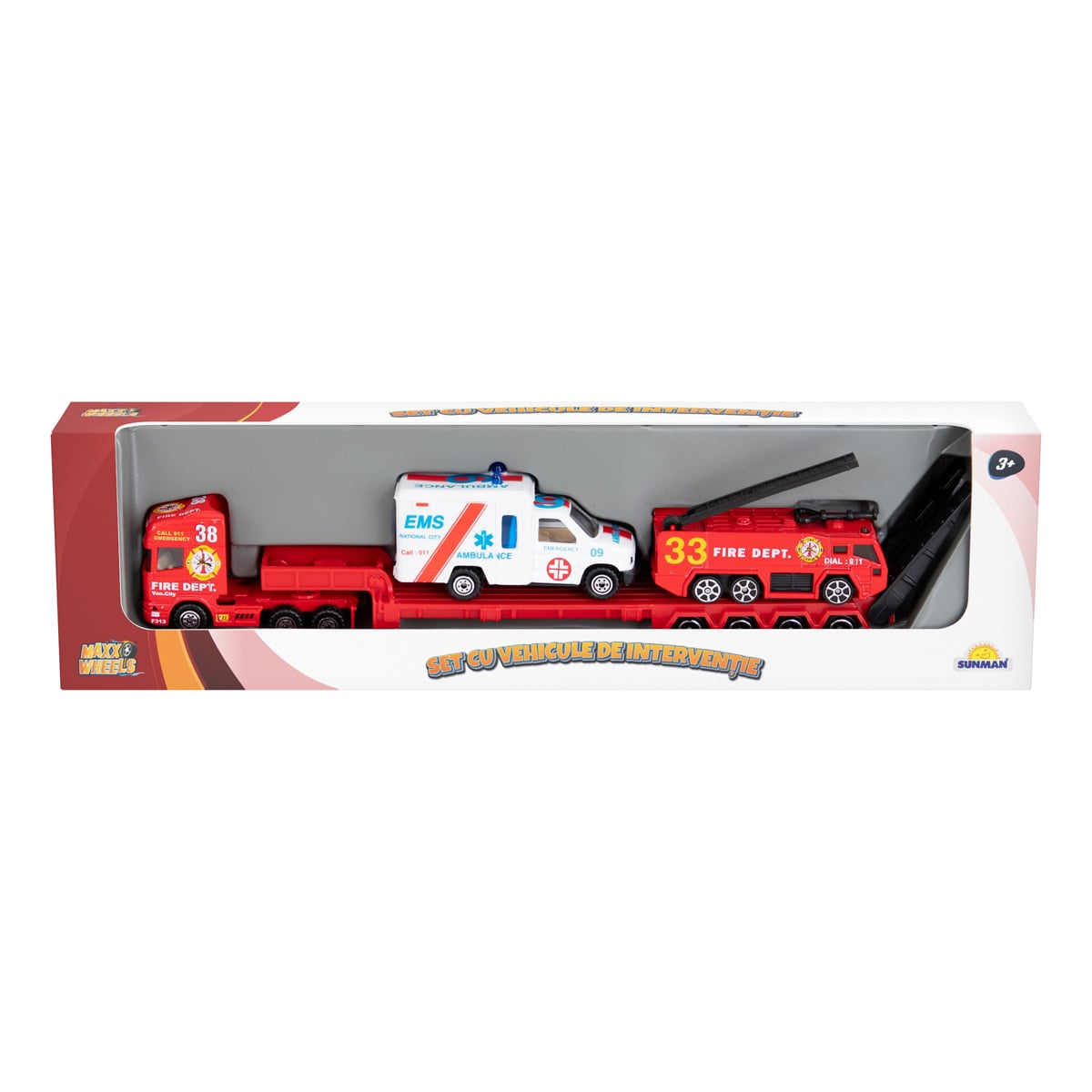 Set Interventie Maxx Wheels cu Ambulanta si Macara