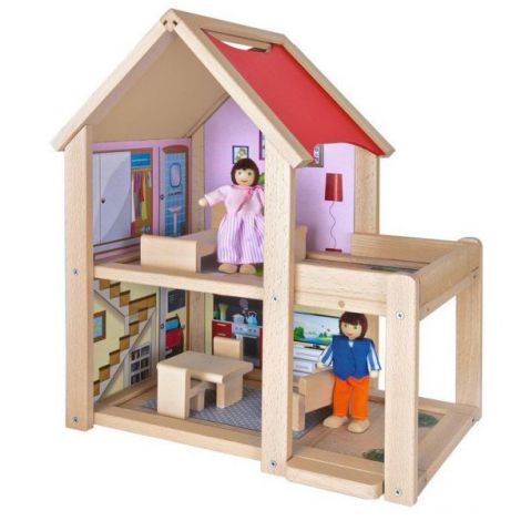 Casuta Papusi din Lemn Simba, cu 2 Papusi si Mobilier - imagine 2