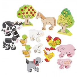 Set 14 piese La ferma Goki - Lemn educativ