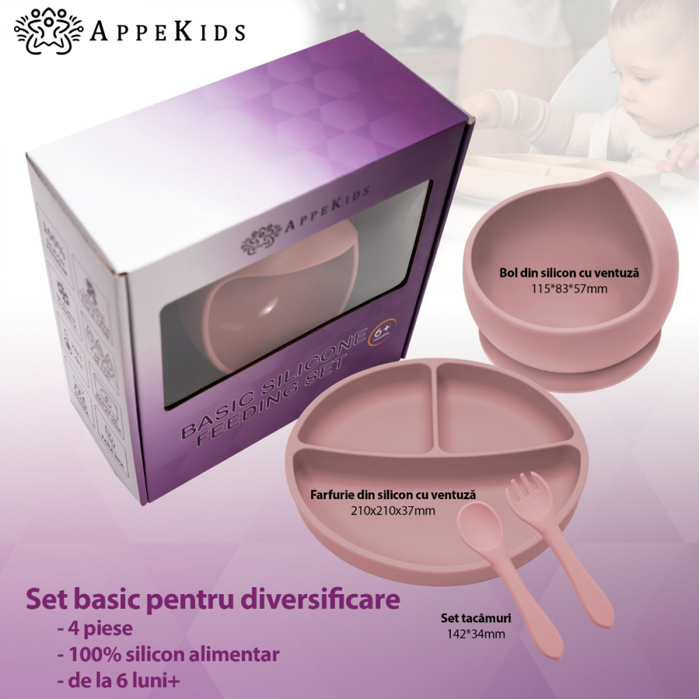 Set Diversificare AppeKids Silicon Old Rose