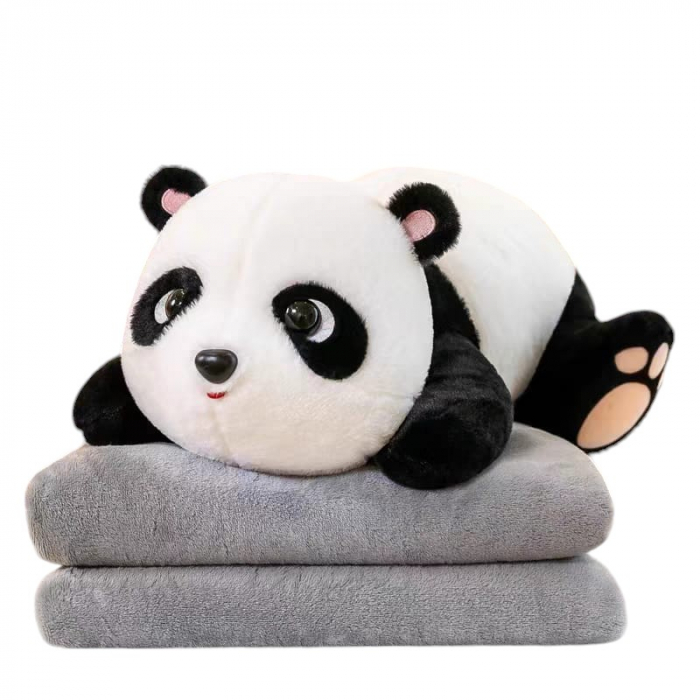 Panda Plus Krista cu Pernă și Pătură Gri, 70 cm