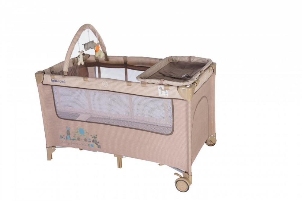 Pătuț Bebe Royal Crem Pliabil, 2 Nivele, 120x60 cm - imagine 5