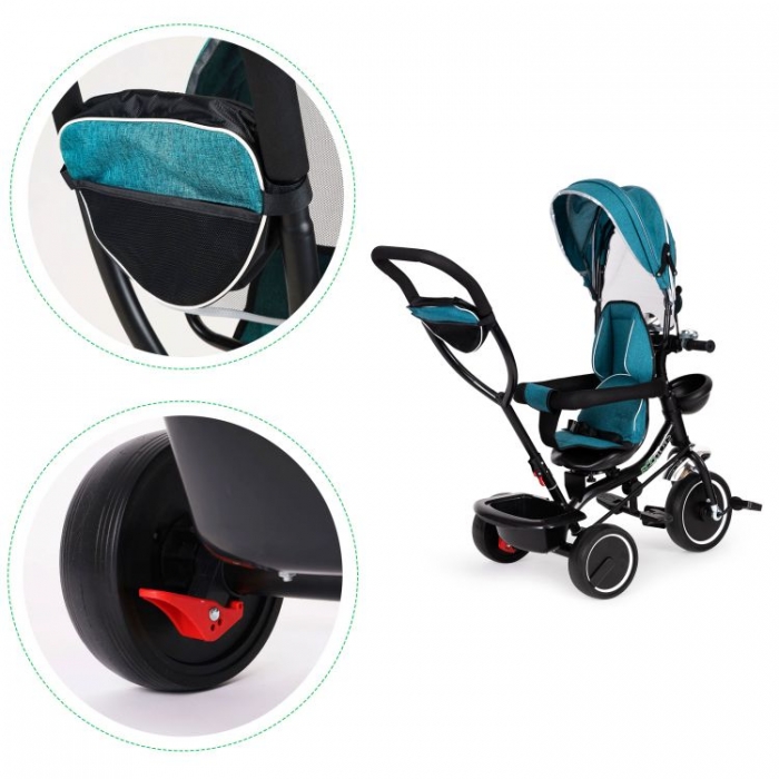 Tricicleta Ecotoys Verde cu Șezut Rotativ - imagine 6