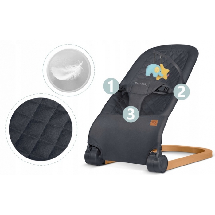 Nukido Baby Bouncer 2in1 Pliabil, Antracit - imagine 8
