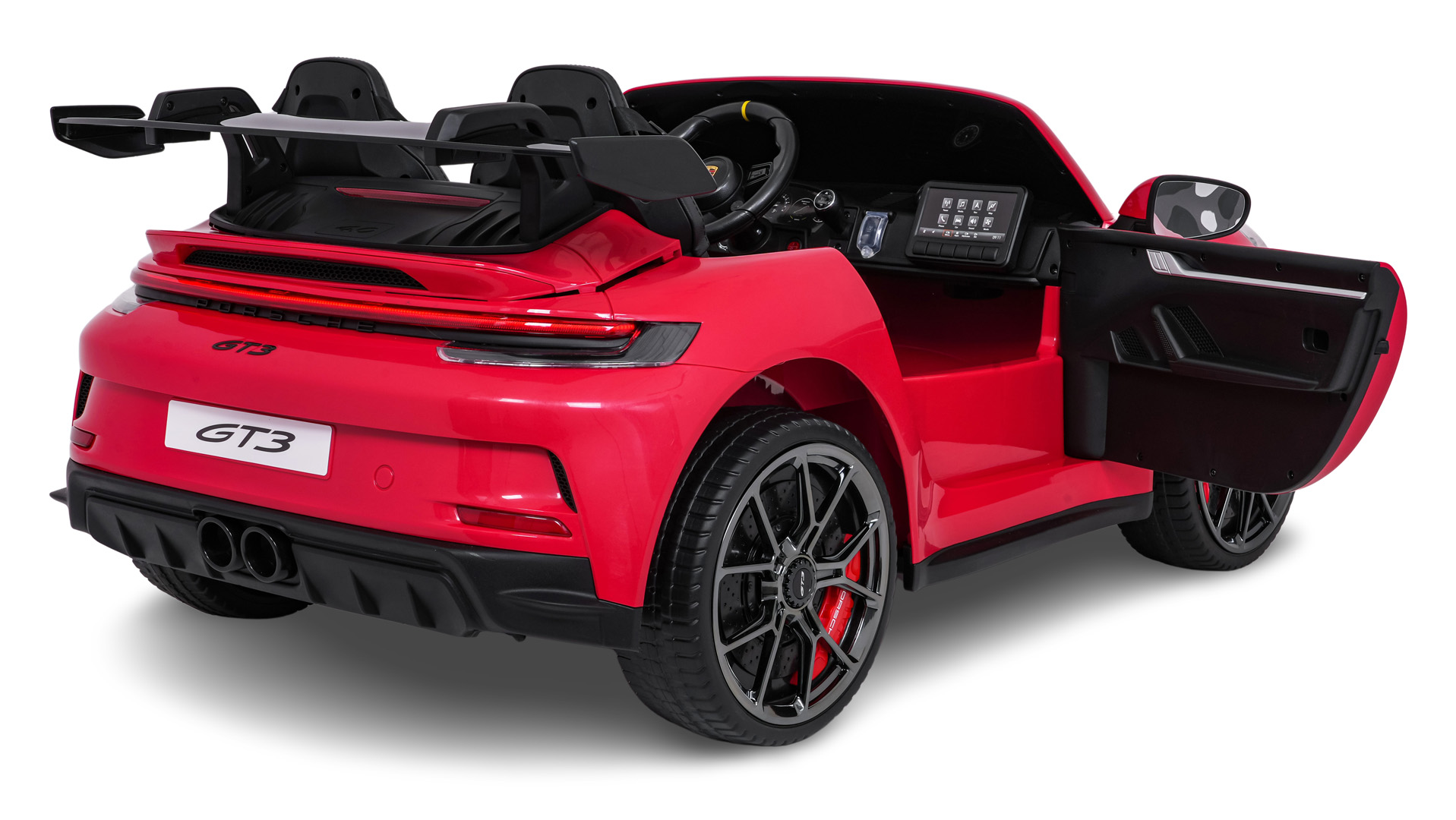 Masinuta electrica pentru copii cu 2 locuri PORSCHE 911 GT3 XXL 24V 800W 4x4, roti EVA, scaun piele, telecomanda parentala, Rosu - Autokids.ro - imagine 6