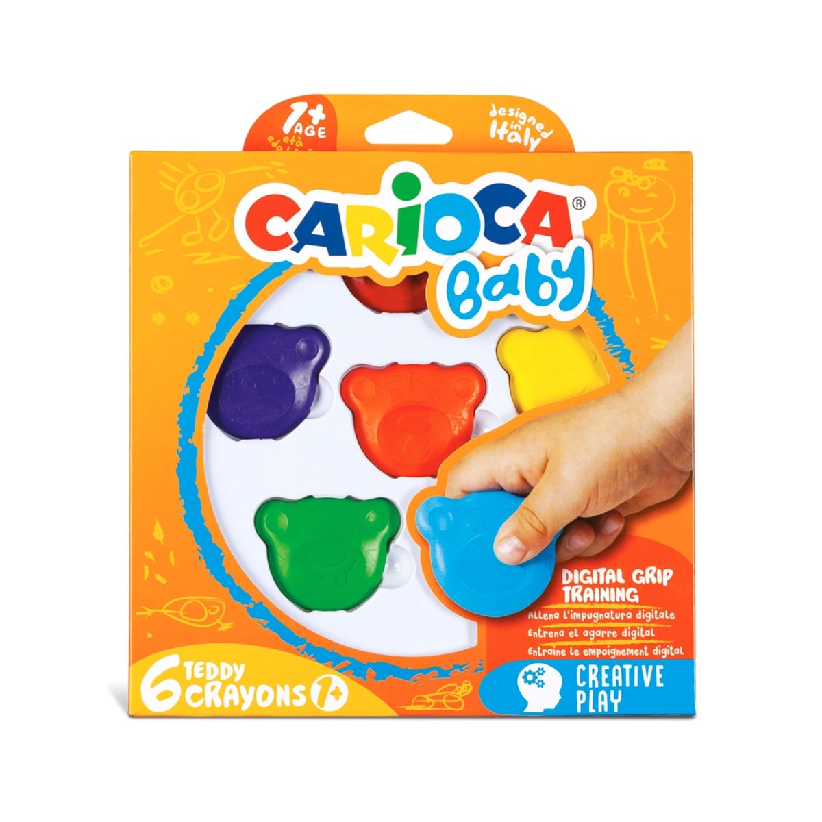 Set 6 Creioane Cerate Carioca Baby Teddy | Prindere Corectă