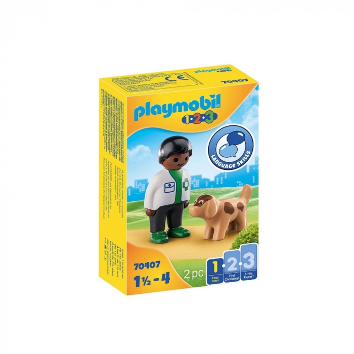 Playmobil 1.2.3 Veterinar cu Catel