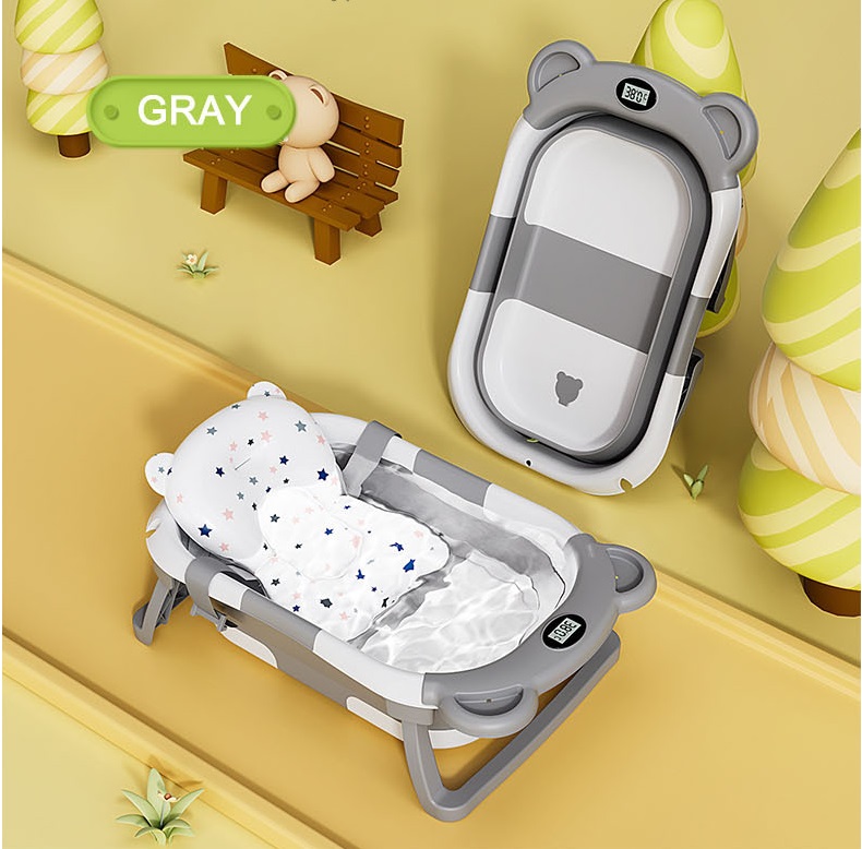 Cădiță Ultrapliabilă Little Mom Bear Grey cu Termometru - imagine 4
