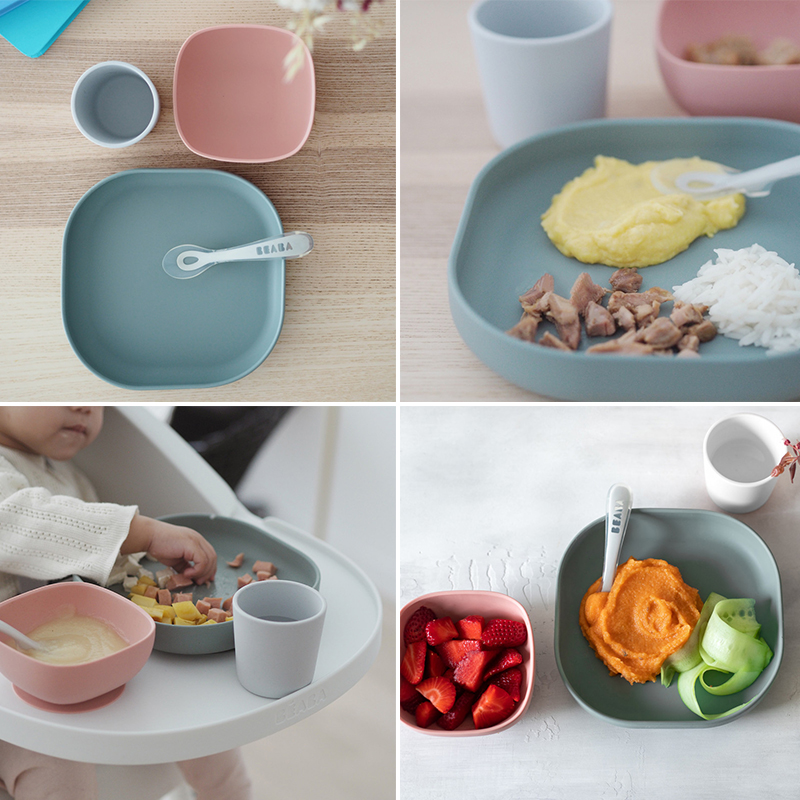 Set Masa Silicon Beaba 4 Piese Eucalyptus - imagine 2