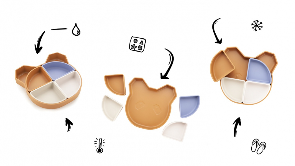 Farfurie Silicon 4in1 Kidnort | Compartimente Detasabile