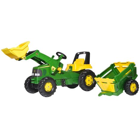 Tractor John Deere Rolly cu cupă și remorcă