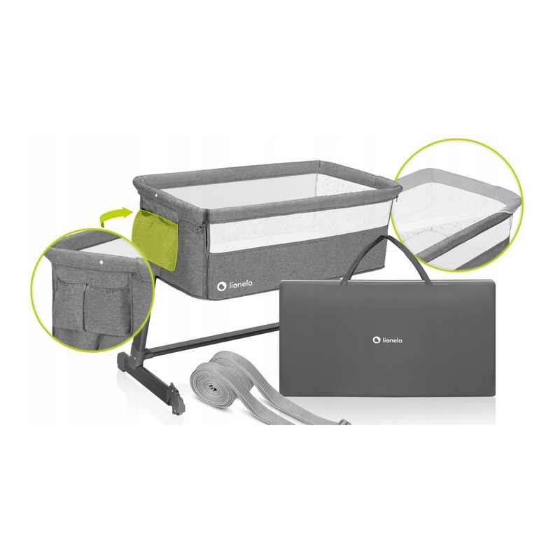 Patut Co-Sleeper Lionelo Theo 2in1 Grey Stone