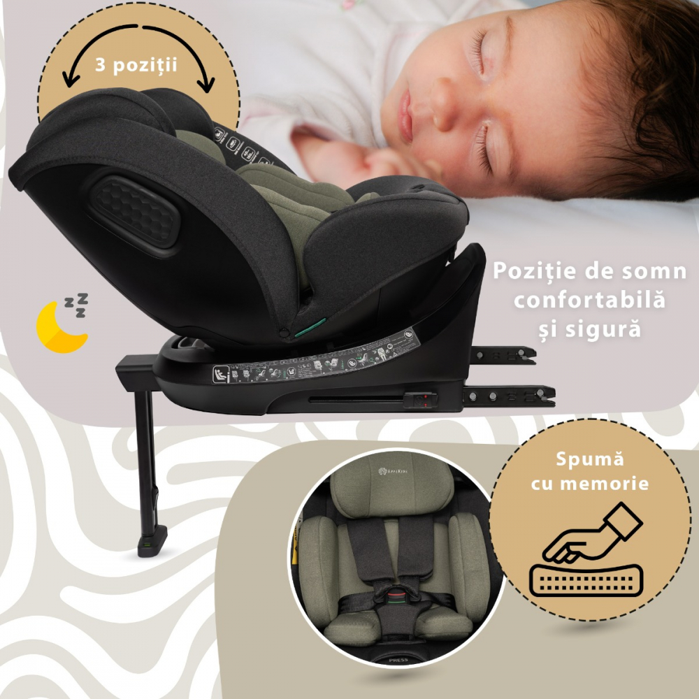 Scaun Appekids 360° I-Size 40-150cm Confort Verde - imagine 2