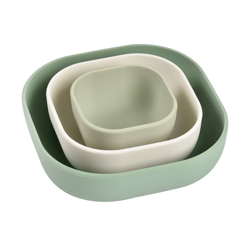 Set 3 boluri silicon Beaba Sage Green - imagine 3